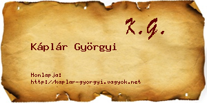 Káplár Györgyi névjegykártya
